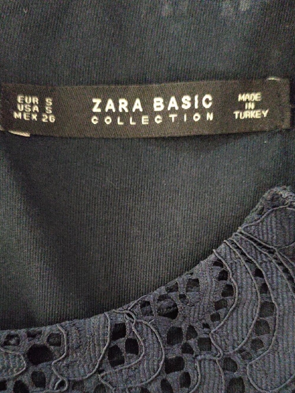 H143 Zara Basic Navy Lace Mini Dress S NWT - Picture 7 of 11